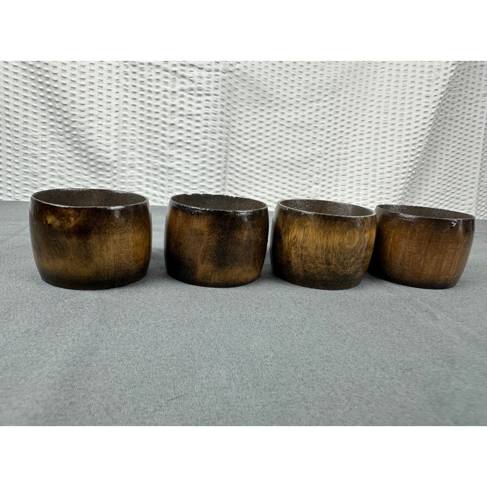 Wood Napkin Rings Set Of 4 Boho Decor Mid Century Modern MCM Natural Retro